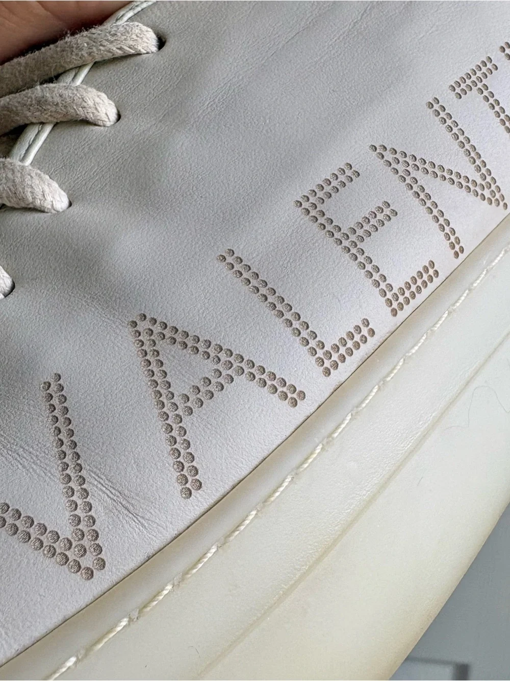 Valentino Cream Leather Platform Sneaker